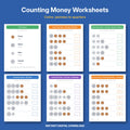 Counting Money Worksheets | Count Coins – Pennies, Nickels, Dimes & Quarters