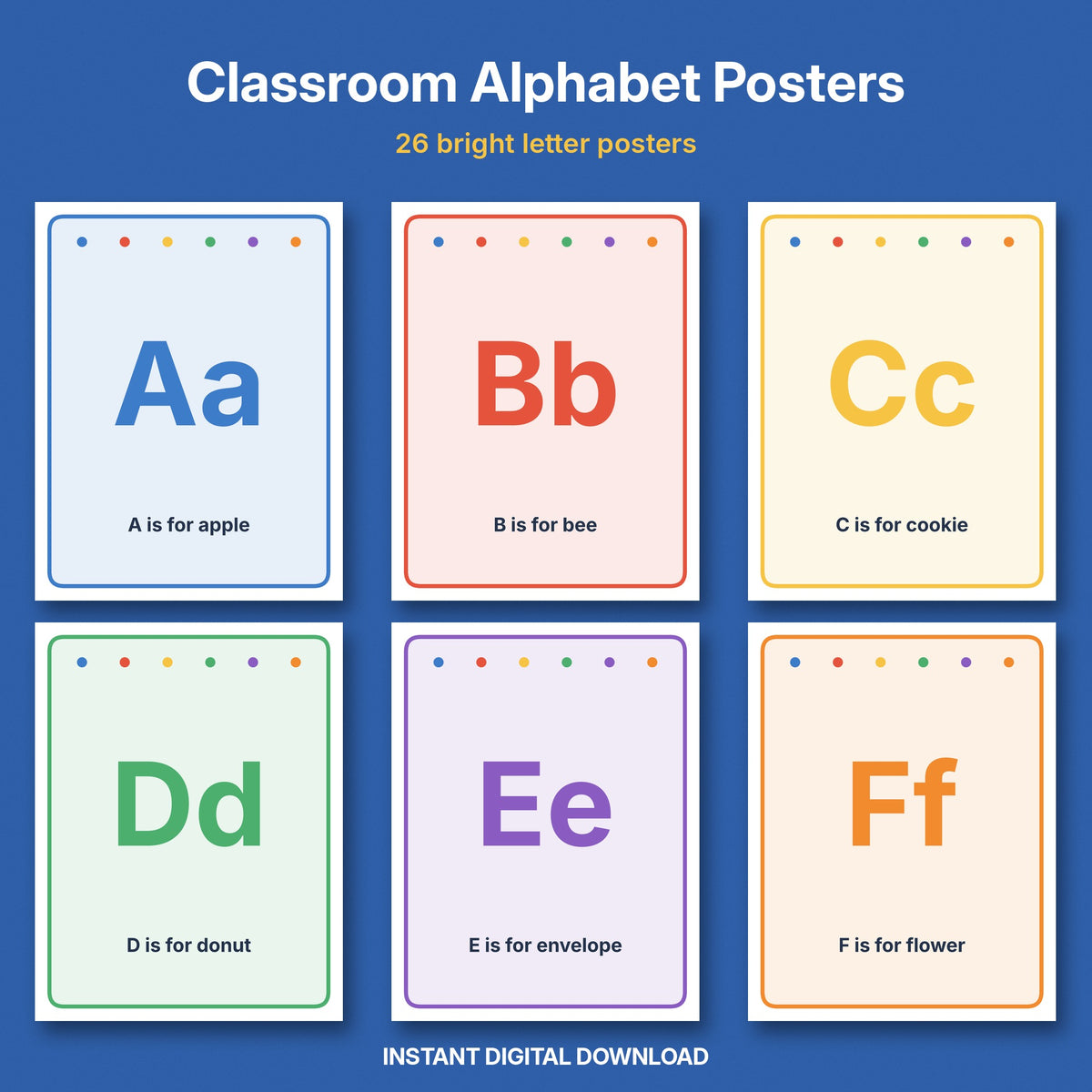 Classroom Alphabet Posters A–Z | 26 Bright Printable Letter Posters