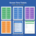 Screen Time Tickets & Chart | Printable Screen Time Coupons, Rules & Earn-It Chart