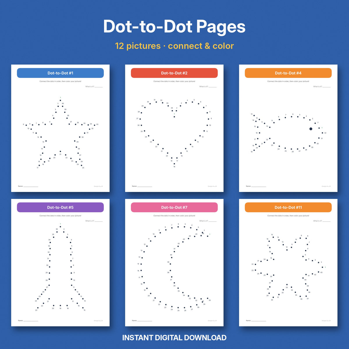 Dot-to-Dot Activity Pages | 12 Connect the Dots Printables for Kids + Answer Key