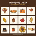 Thanksgiving Clip Art Bundle | 12 Cute Fall SVG & PNG Designs